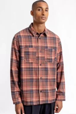 Discount Rotholz Kariertes Flanell Overshirt Rot / Braun