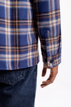 Sale Rotholz Kariertes Flanell Overshirt Blau