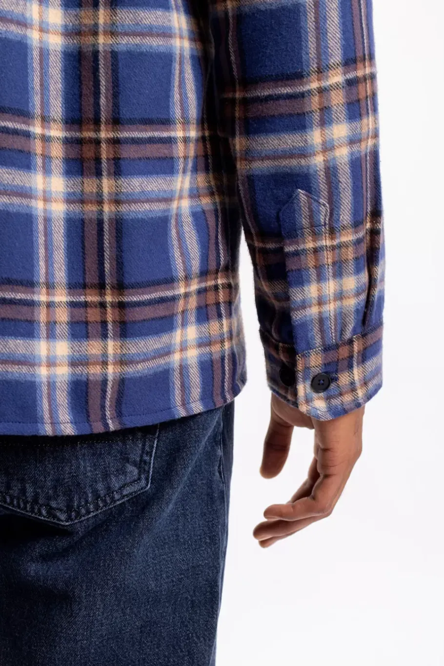 Sale Rotholz Kariertes Flanell Overshirt Blau