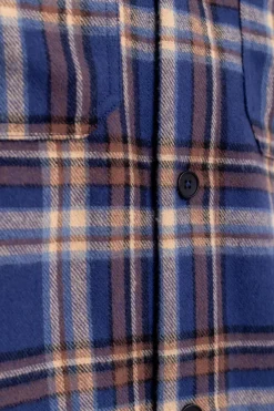 Sale Rotholz Kariertes Flanell Overshirt Blau