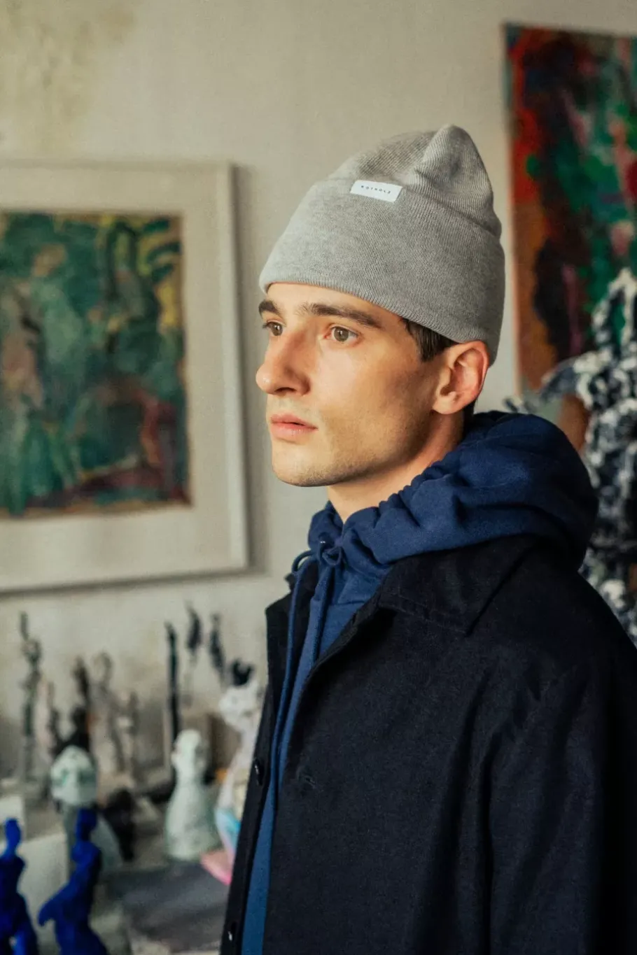 Online Rotholz Klassische Mutze Merino Fein - Grau