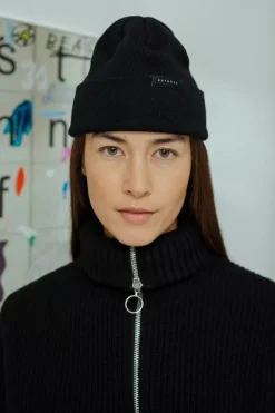 New Rotholz Klassische Mutze Merino Fein - Schwarz