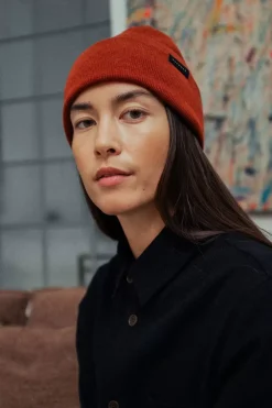 New Rotholz Klassische Mutze Merino Fein - Rot