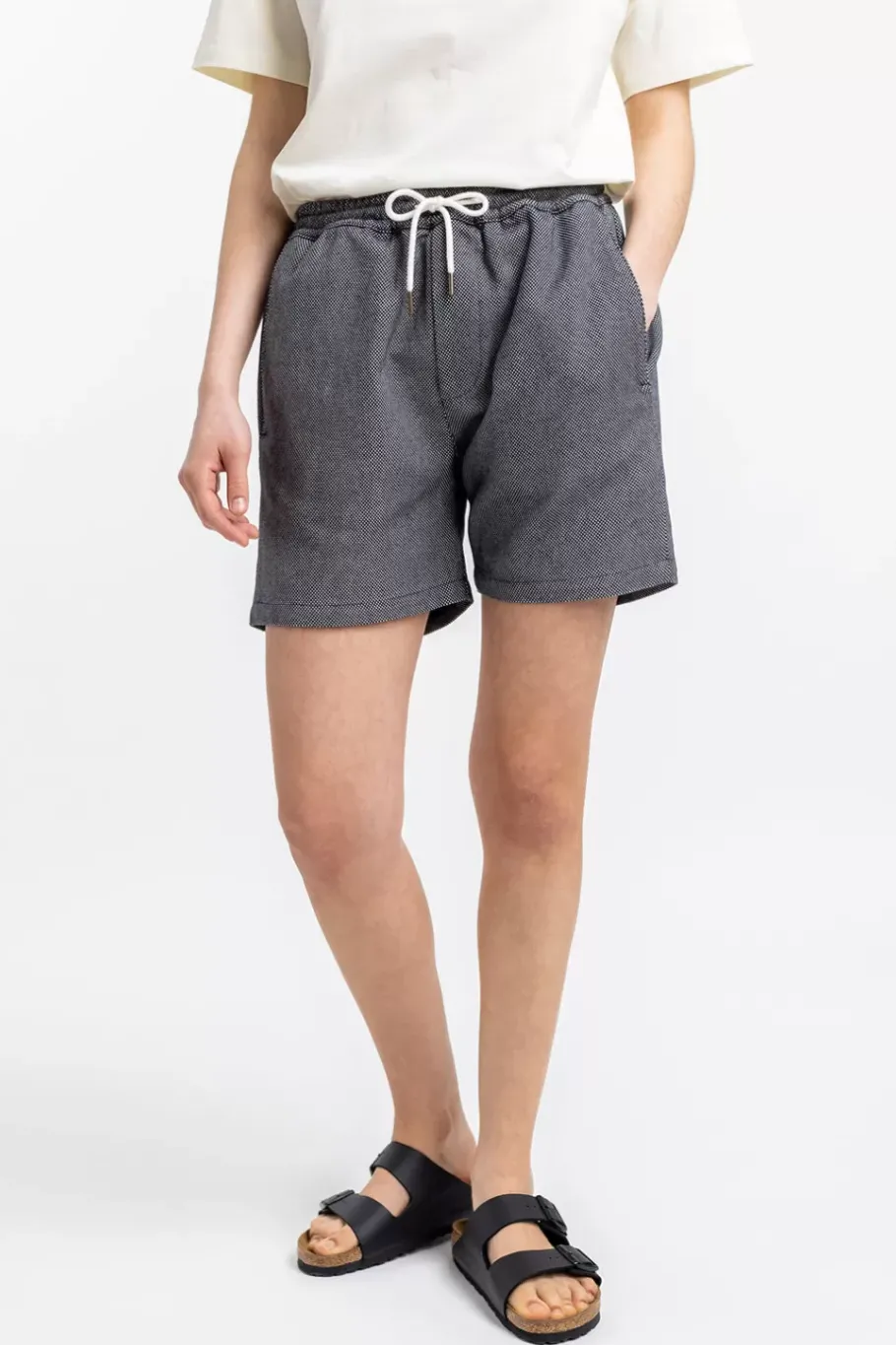 New Rotholz Kurze Hose Aus Bio-Baumwoll Twill Schwarz Kariert