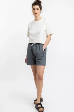 New Rotholz Kurze Hose Aus Bio-Baumwoll Twill Schwarz Kariert