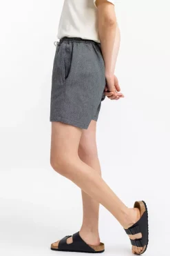 New Rotholz Kurze Hose Aus Bio-Baumwoll Twill Schwarz Kariert