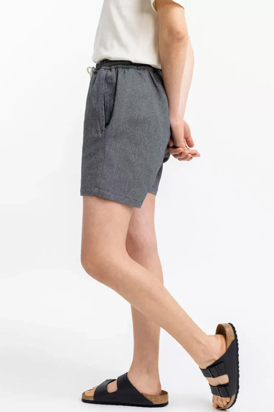 New Rotholz Kurze Hose Aus Bio-Baumwoll Twill Schwarz Kariert