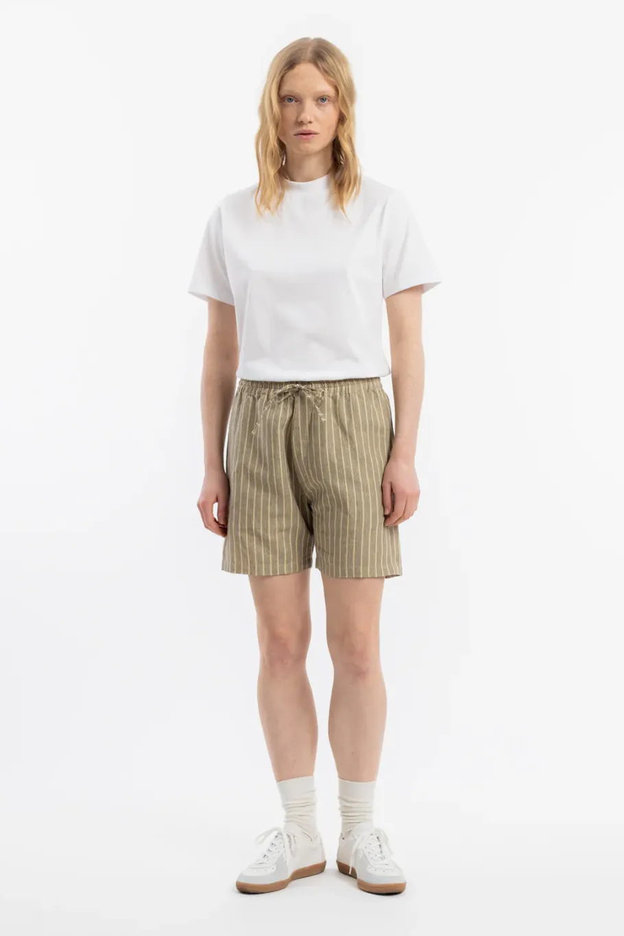 Hot Rotholz Kurze Hose Leinen Mix - Grau Gestreift