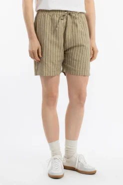 Hot Rotholz Kurze Hose Leinen Mix - Grau Gestreift