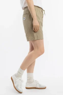 Hot Rotholz Kurze Hose Leinen Mix - Grau Gestreift