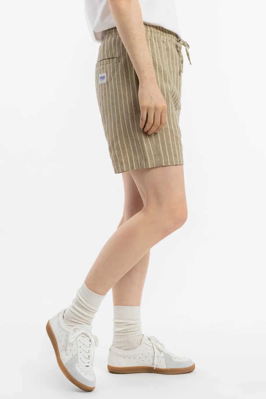 Hot Rotholz Kurze Hose Leinen Mix - Grau Gestreift