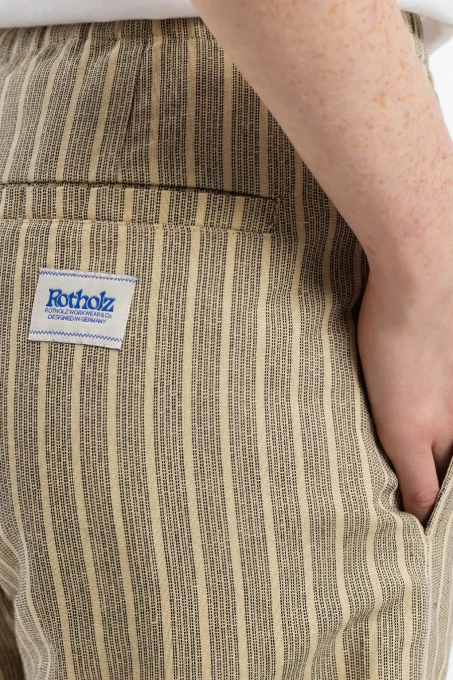 Hot Rotholz Kurze Hose Leinen Mix - Grau Gestreift