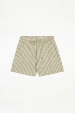 Hot Rotholz Kurze Hose Leinen Mix - Grau Gestreift