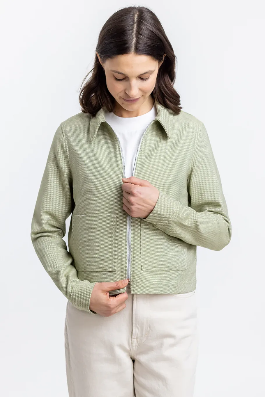 Sale Rotholz Kurze Jacke Aus Bio Canvas Grun Kariert