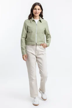 Sale Rotholz Kurze Jacke Aus Bio Canvas Grun Kariert