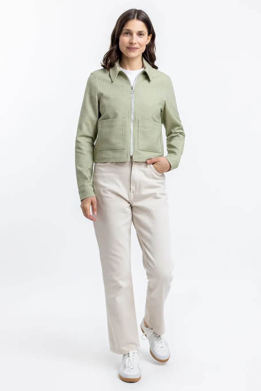 Sale Rotholz Kurze Jacke Aus Bio Canvas Grun Kariert