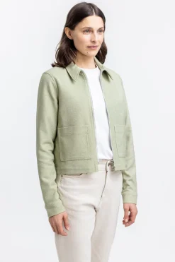 Sale Rotholz Kurze Jacke Aus Bio Canvas Grun Kariert