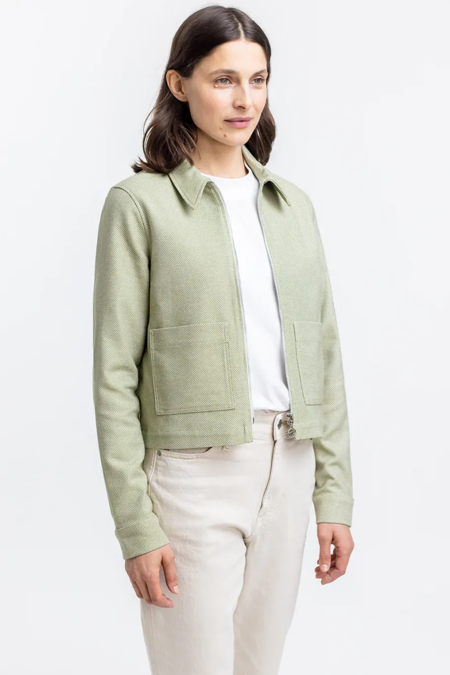 Sale Rotholz Kurze Jacke Aus Bio Canvas Grun Kariert