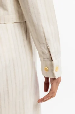 Discount Rotholz Kurze Jacke Leinen Mix - Creme
