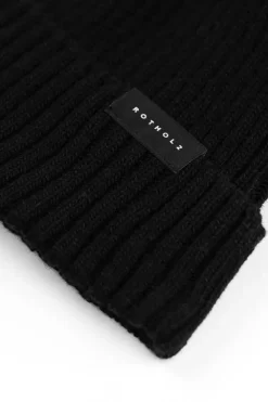 Hot Rotholz Kurze Mutze Wollmix Ripp - Schwarz
