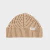Outlet Rotholz Kurze Mutze Wollmix Ripp - Beige