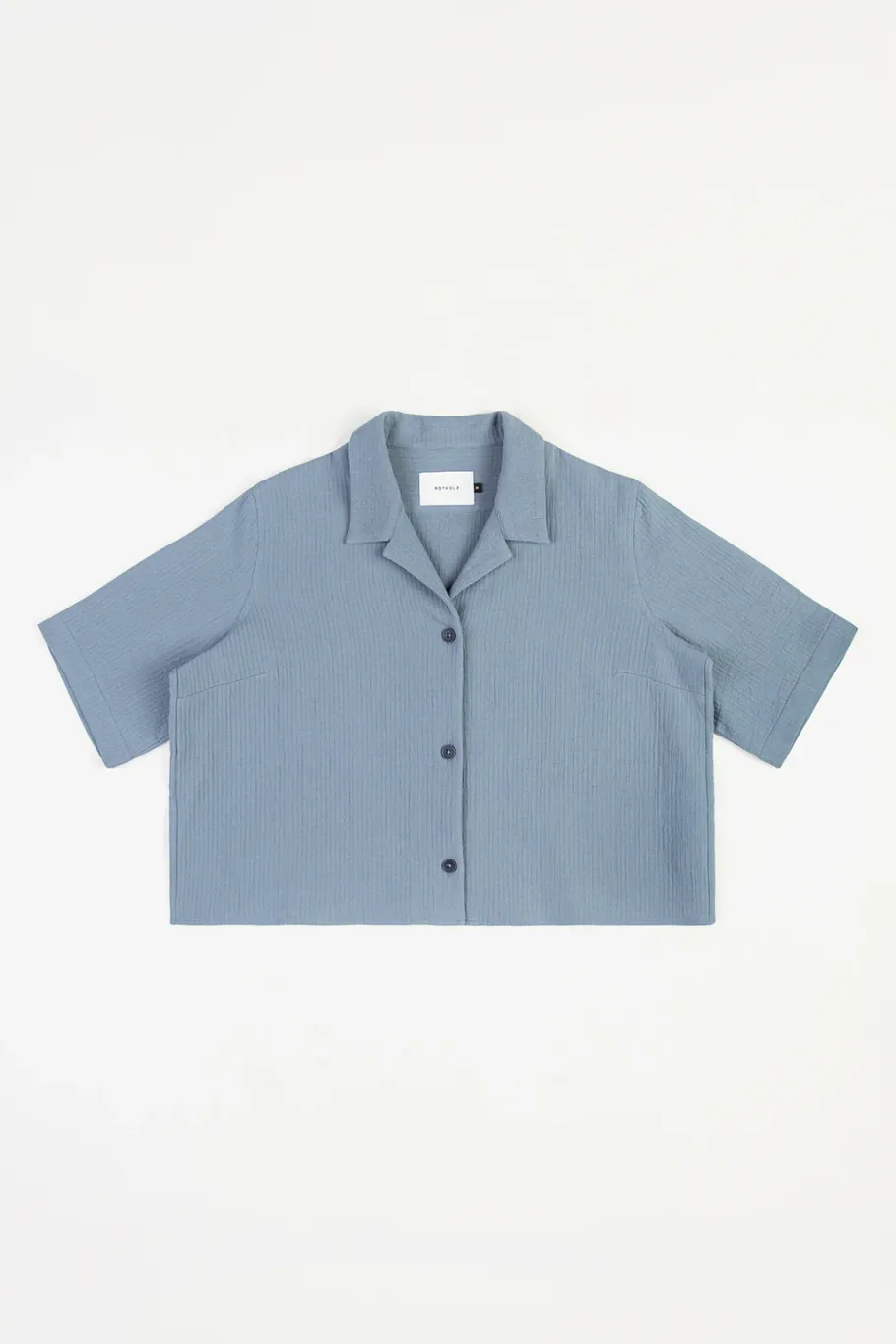 Best Rotholz Kurzes Bowling Shirt Bio Baumwolle - Blau