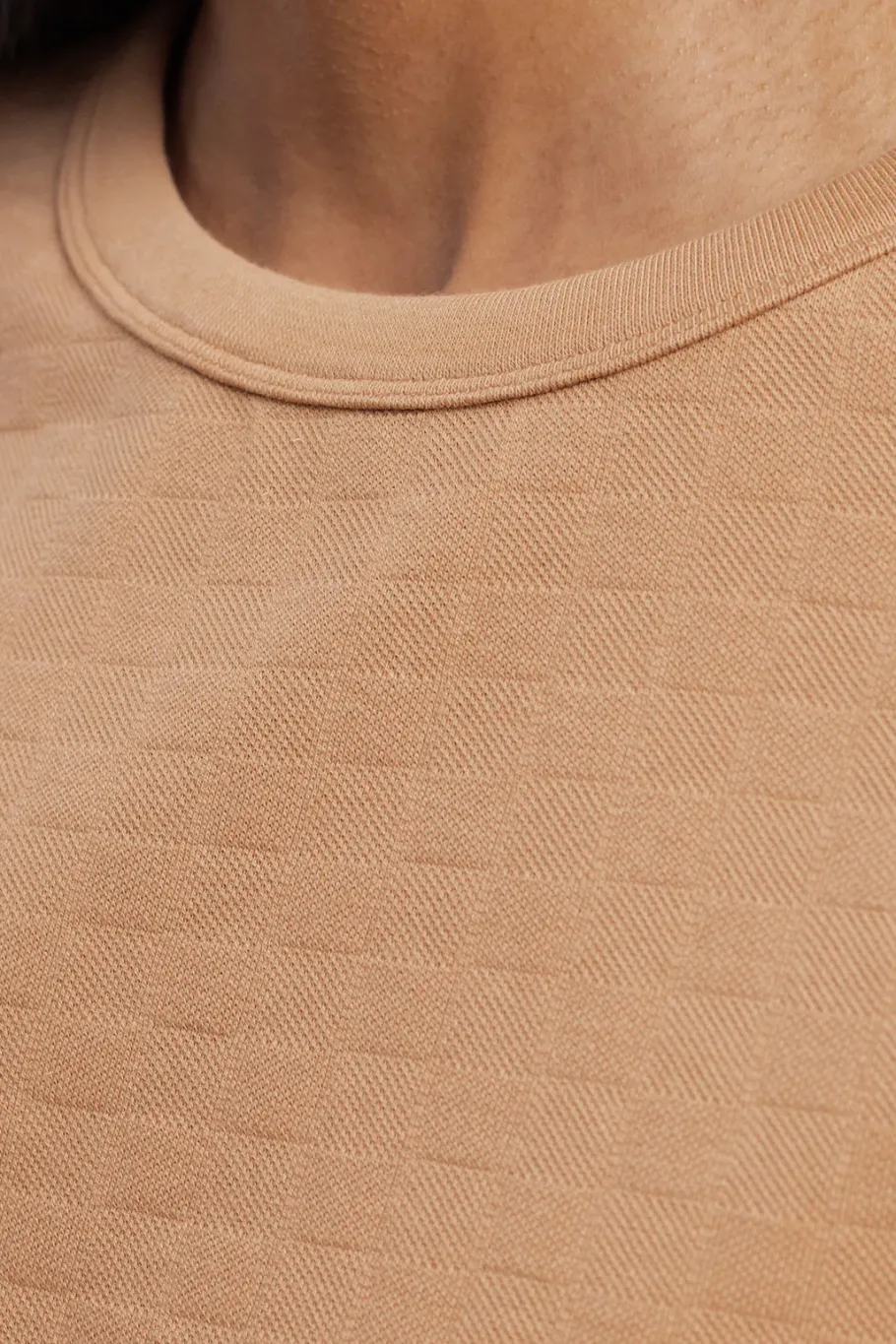 Hot Rotholz Kurzes Strukturiertes T-Shirt Bio Baumwolle - Karamell