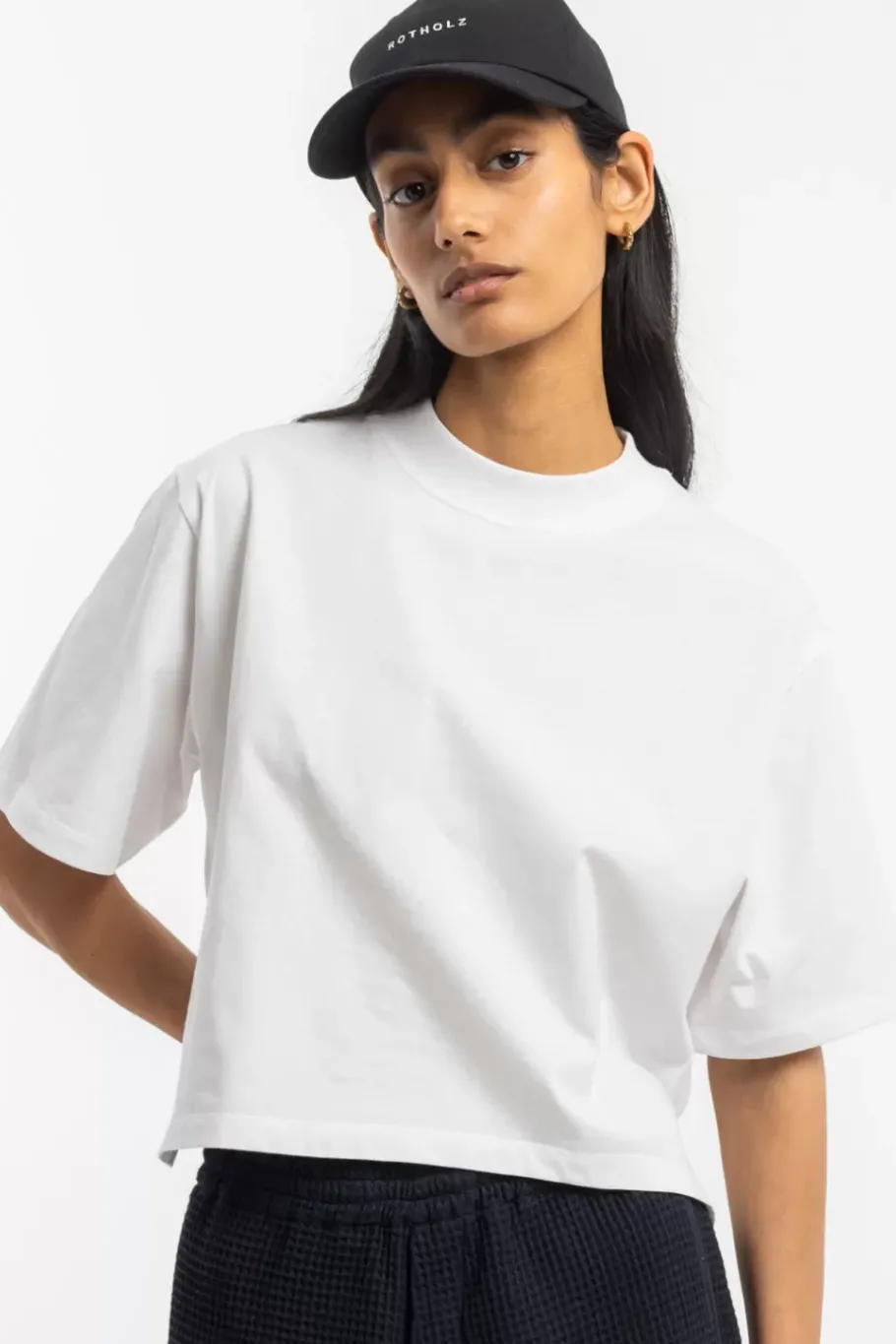 Hot Rotholz Kurzes T-Shirt Bio Baumwolle - Weis