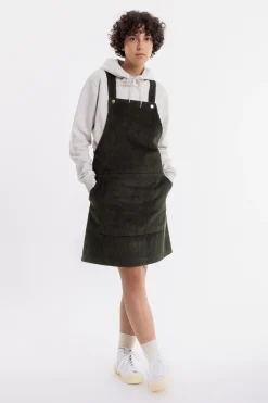 Hot Rotholz Latzkleid Aus Bio Cord Oliv