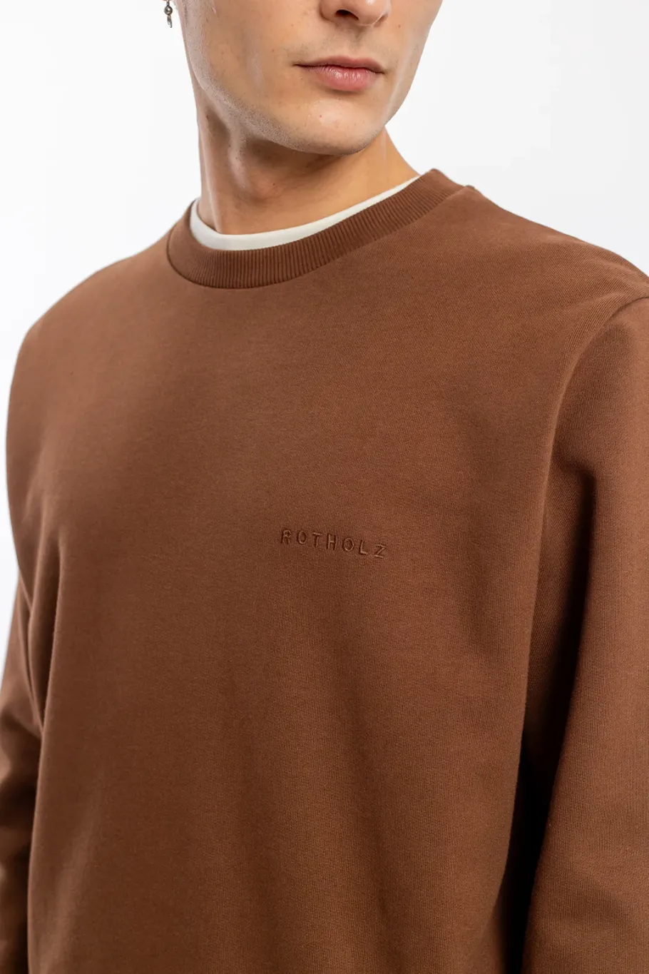 New Rotholz Logo Sweatshirt Bio Baumwolle - Braun