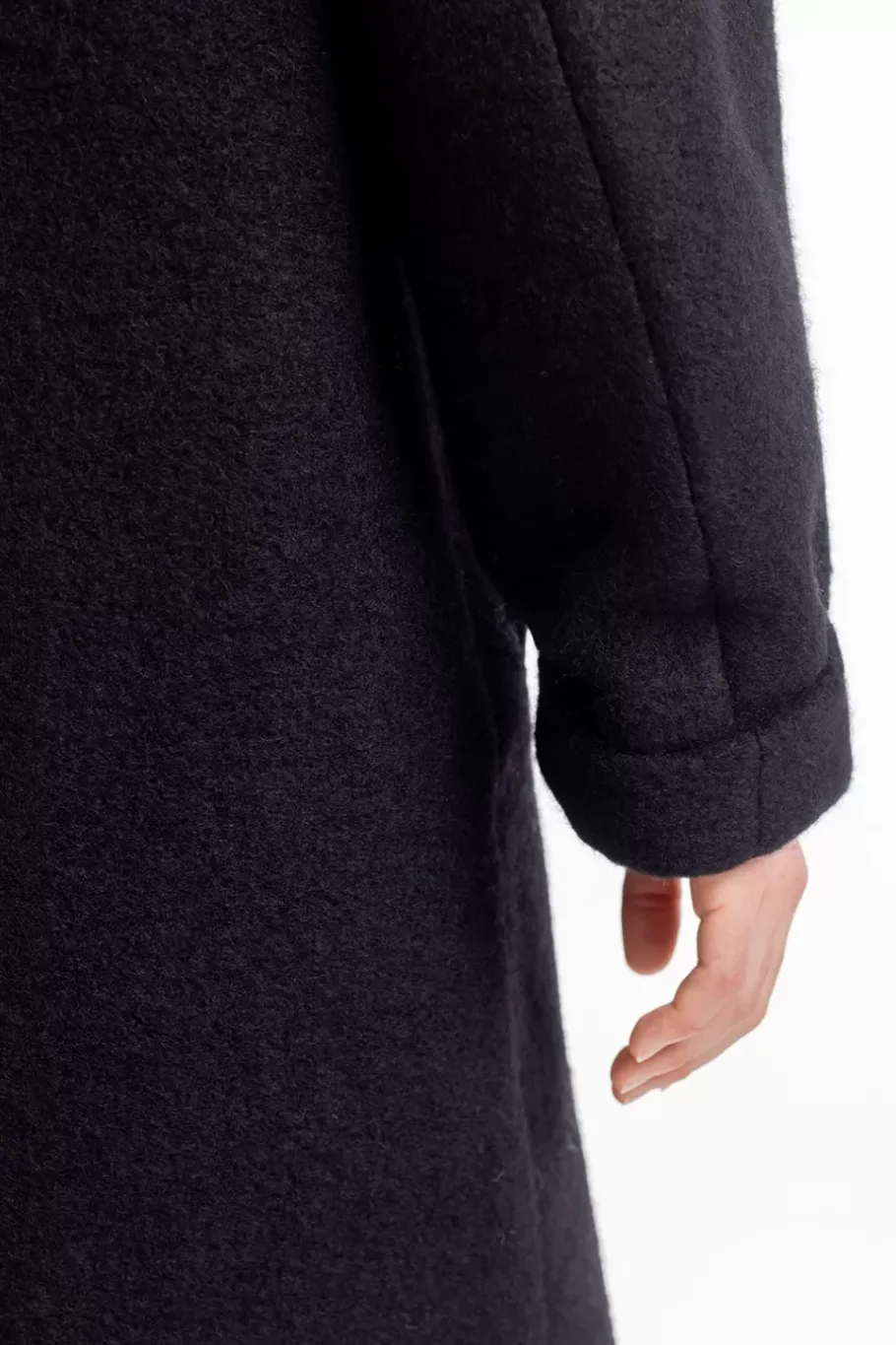 Clearance Rotholz Mantel Bio Wollmischung - Schwarz