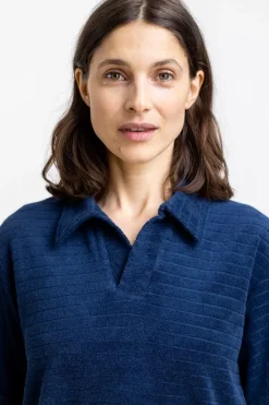 Hot Rotholz Polo Shirt Aus Bio Frottee Blau