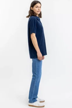 Hot Rotholz Polo Shirt Aus Bio Frottee Blau