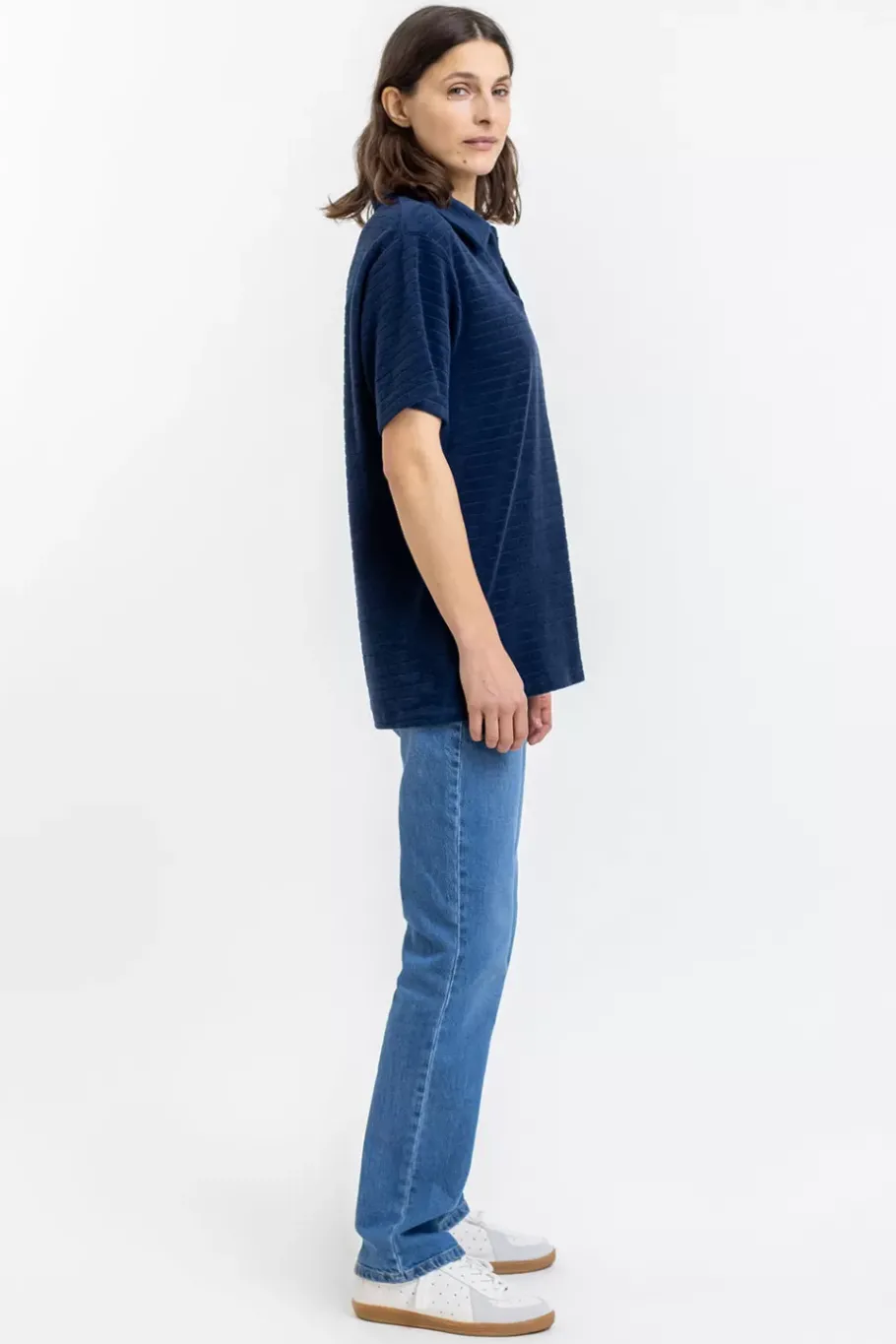 Hot Rotholz Polo Shirt Aus Bio Frottee Blau