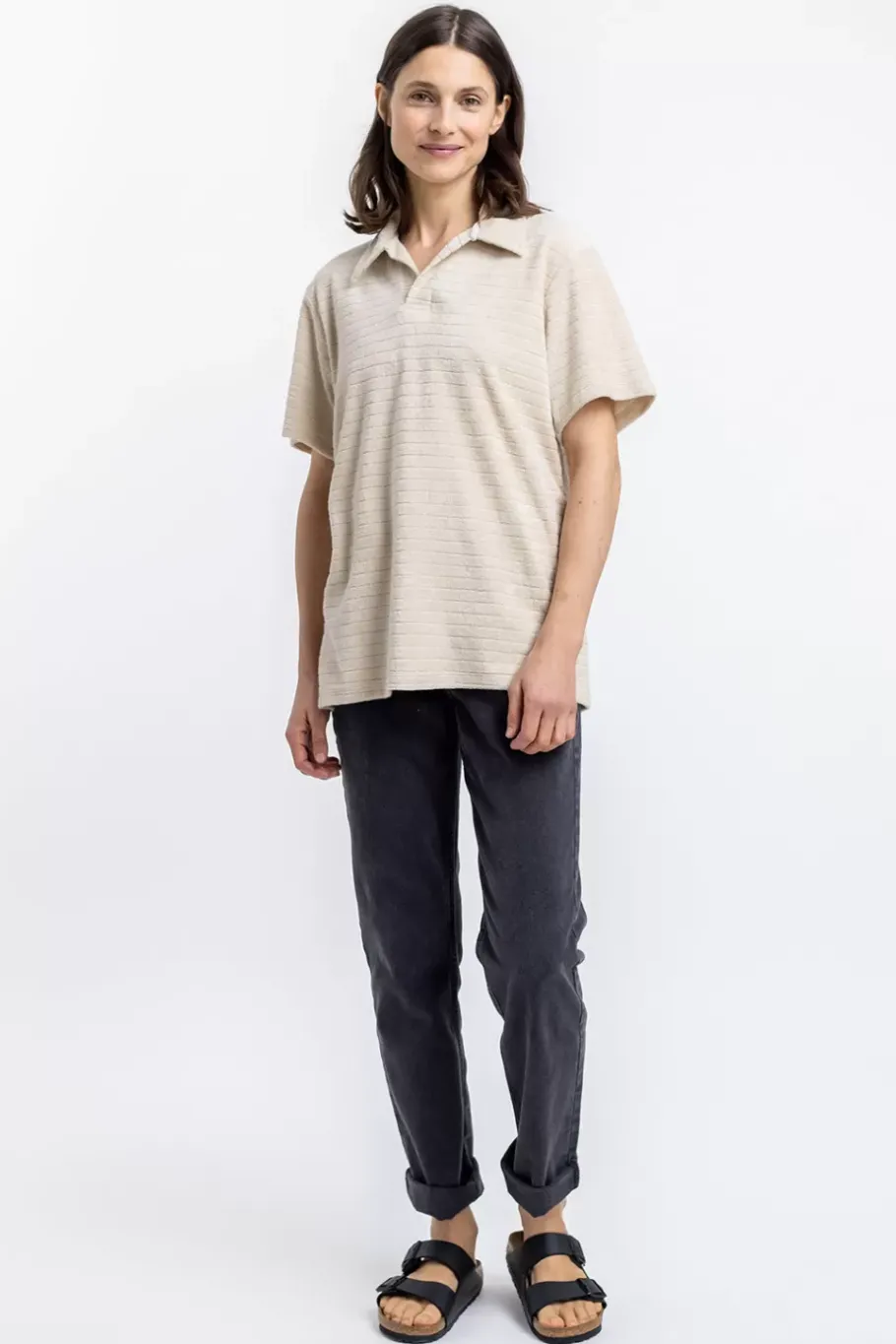 Online Rotholz Polo Shirt Aus Bio Frottee Creme