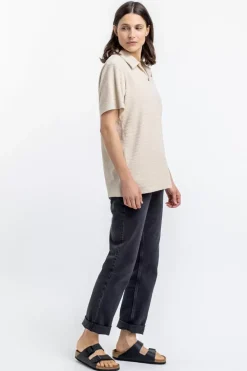 Online Rotholz Polo Shirt Aus Bio Frottee Creme