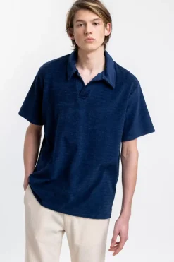 New Rotholz Polo Shirt Aus Bio Frottee Blau