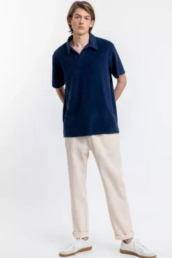 Hot Rotholz Polo Shirt Aus Bio Frottee Blau