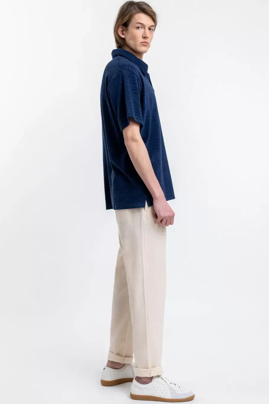 Hot Rotholz Polo Shirt Aus Bio Frottee Blau
