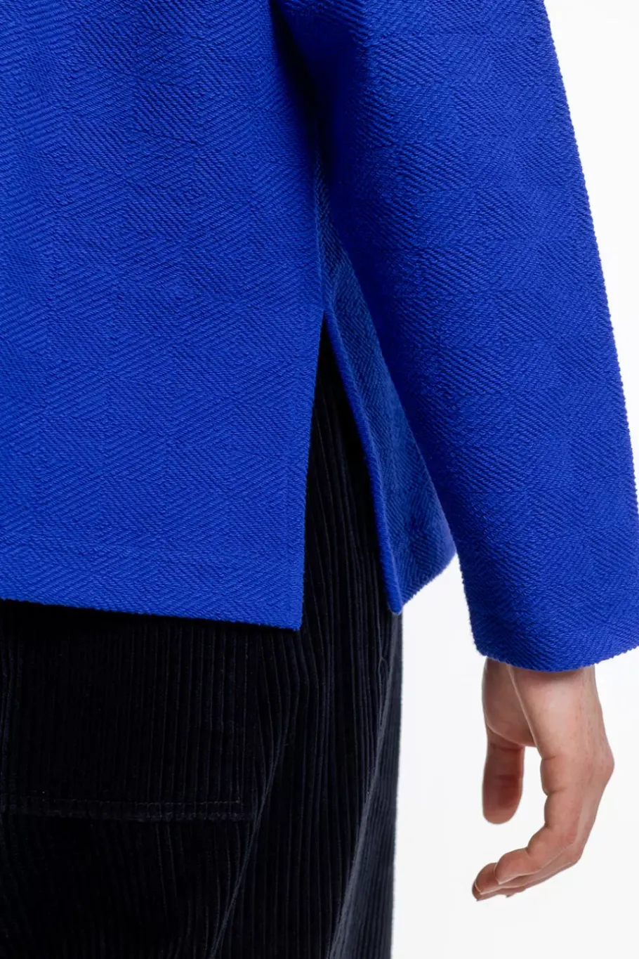 New Rotholz Polo Zip Sweatshirt Bio Baumwolle - Kobalt