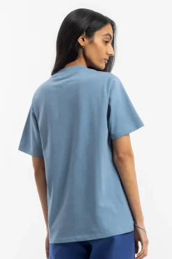 Outlet Rotholz Retro Logo T-Shirt Bio Baumwolle - Hellblau