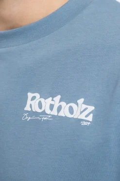Online Rotholz Retro Logo T-Shirt Bio Baumwolle - Hellblau