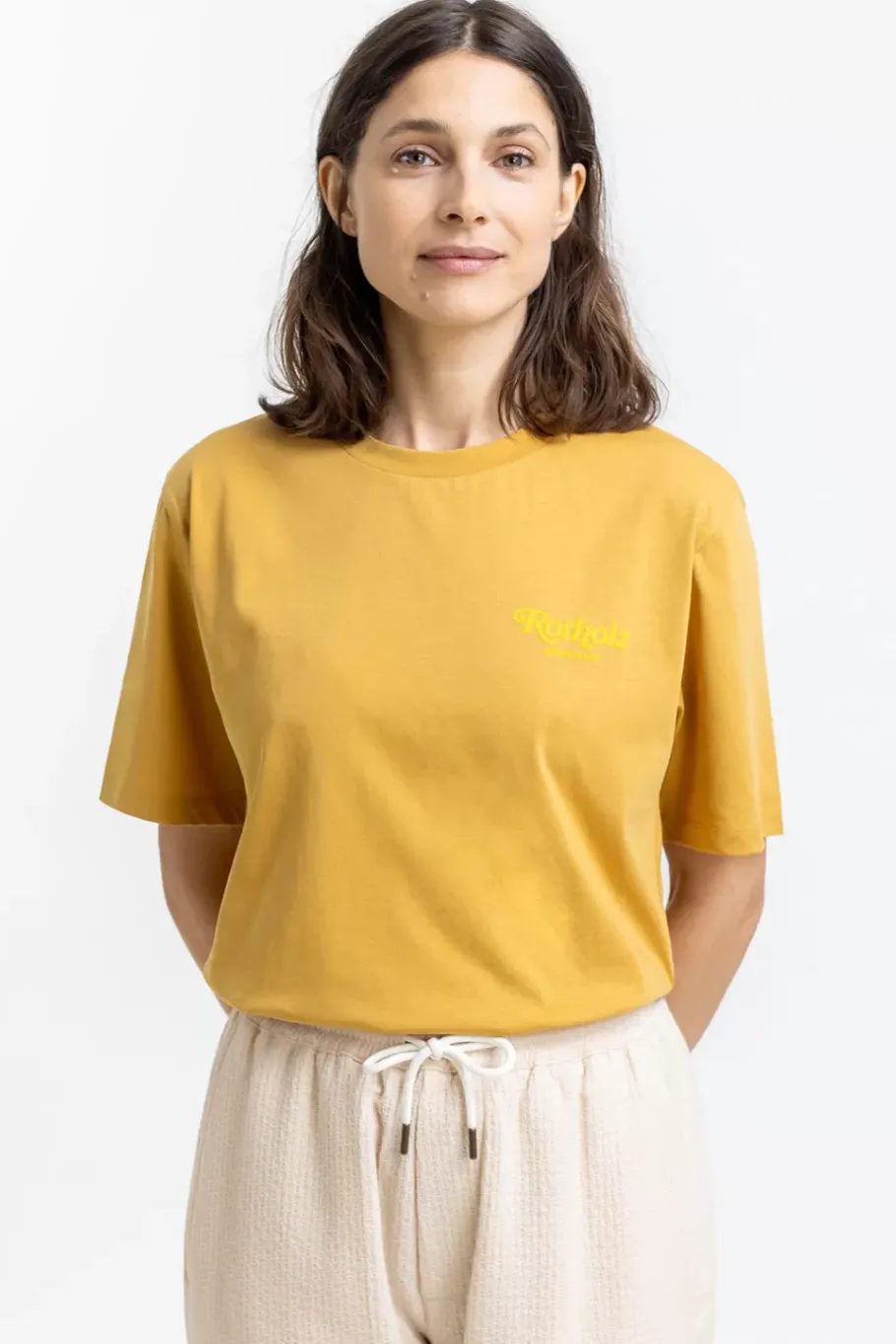 Outlet Rotholz Retro Logo T-Shirt Senfgelb
