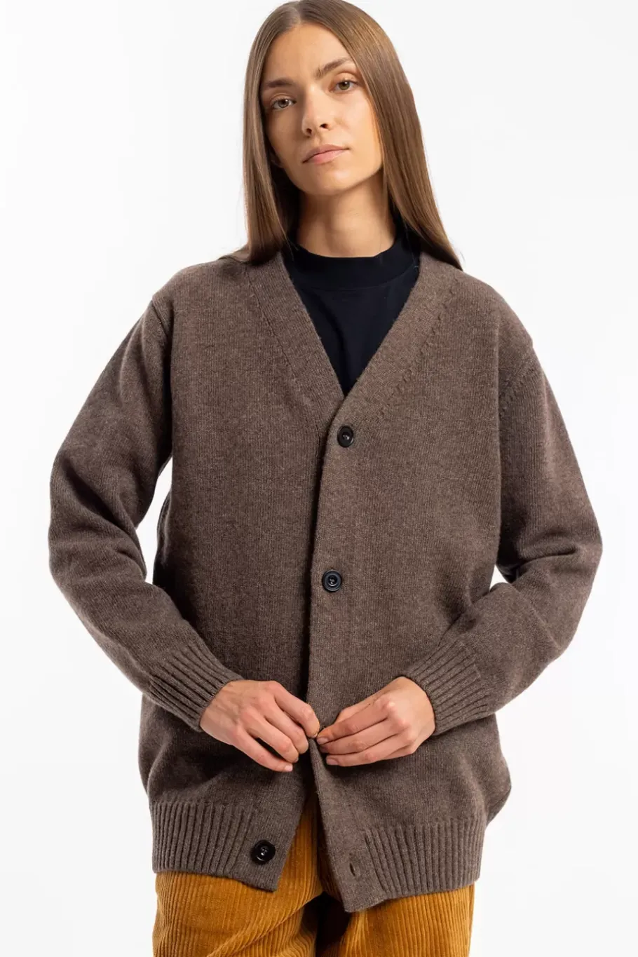 Online Rotholz Strick Cardigan Wollmischung - Braun