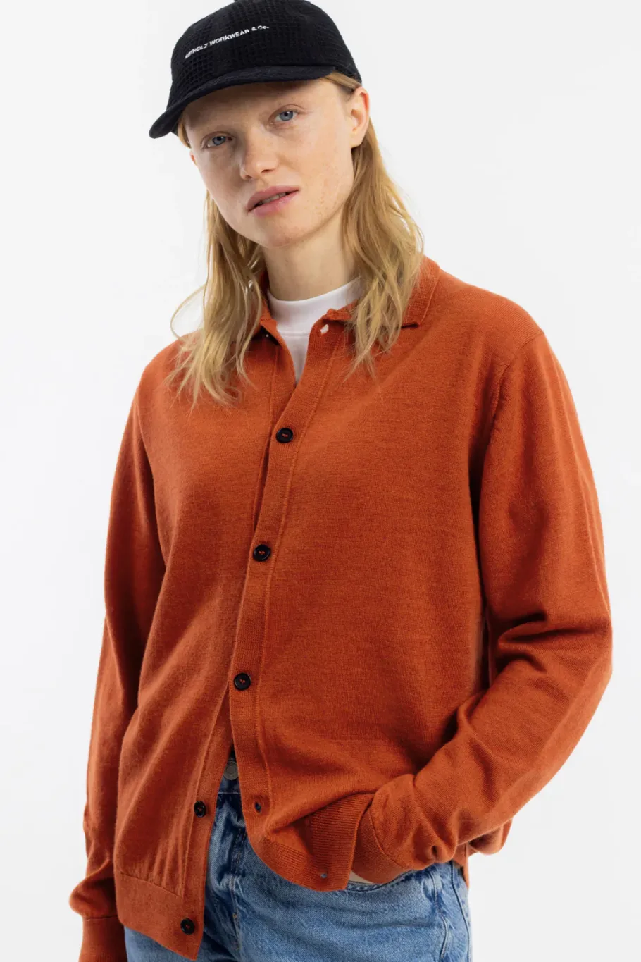 Best Rotholz Strick Shirt Merinowolle - Rot