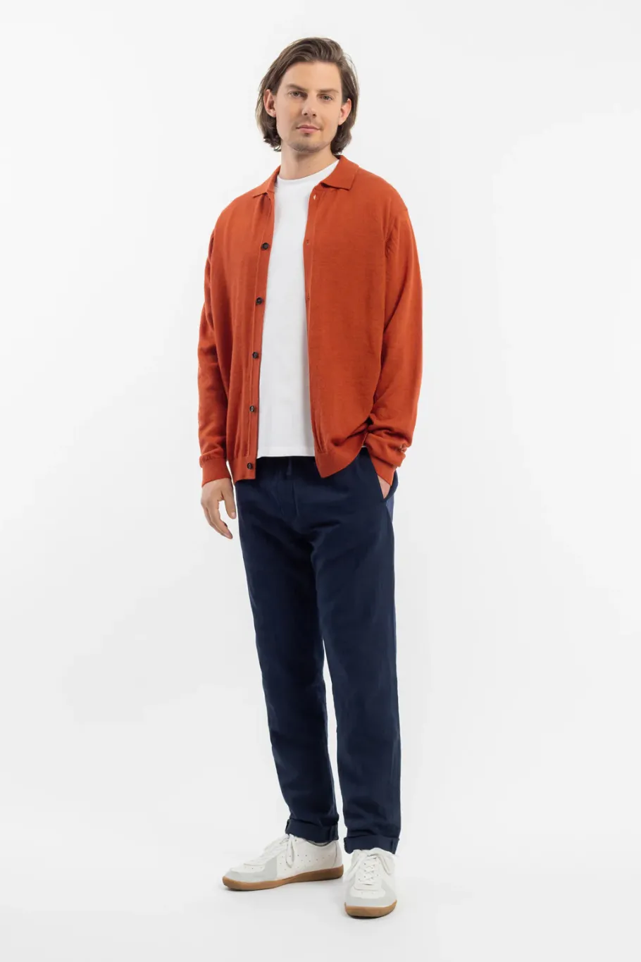 Hot Rotholz Strick Shirt Merinowolle - Rot