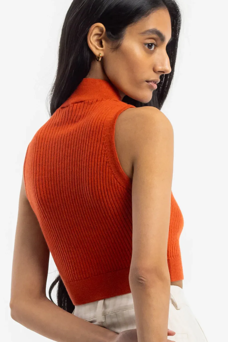 Discount Rotholz Strick Singlet Merinowolle - Rot