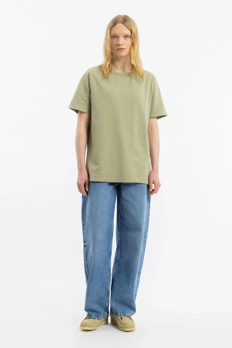 Sale Rotholz Strukturiertes T-Shirt Bio Baumwolle - Grun