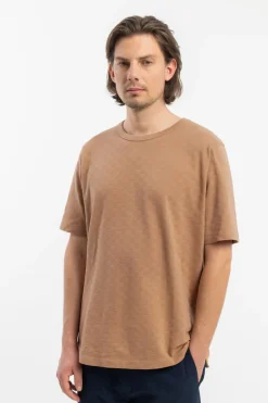 Online Rotholz Strukturiertes T-Shirt Bio Baumwolle - Karamell