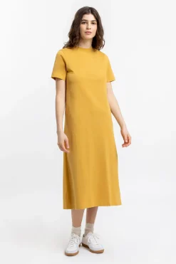 Rotholz T-Shirt Kleid Aus Bio-Baumwolle Senfgelb